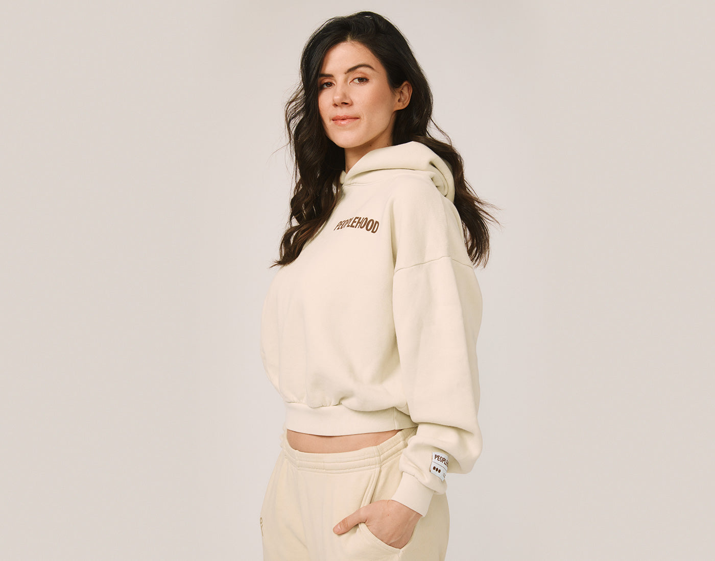 Cropped Peoplehoodie in Bone